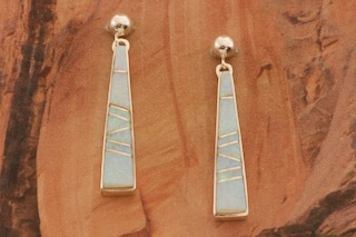Calvin Begay Fire and Ice Opal  Native American Indian Earrings